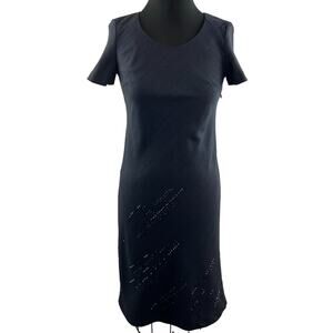 Demoo Parkchoonmoo Blue Gray Beaded Wool Shirt Straight Dress Size 32 XS